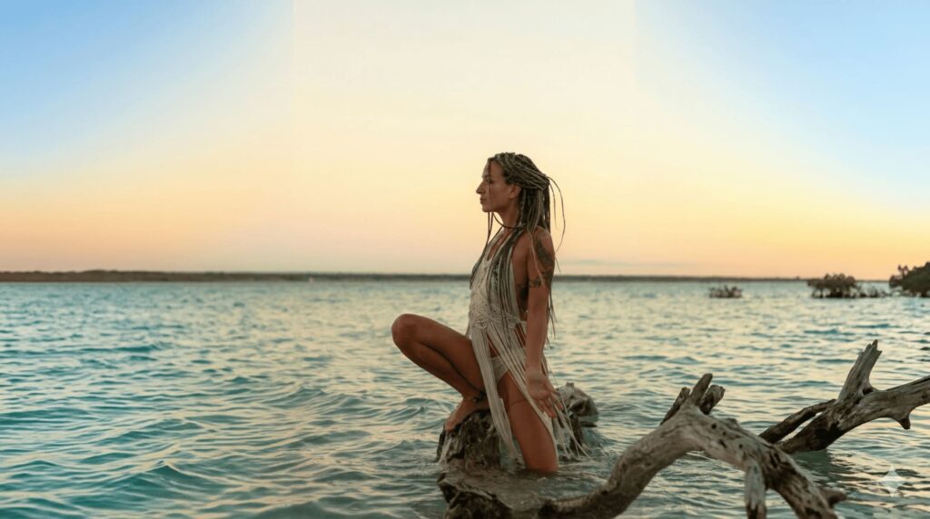 Carmen Una at Laguna de Bacalar